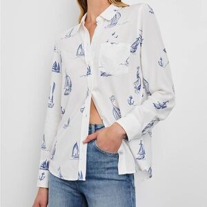 Rails Kathryn Shirt Sailboat Print White/Navy Size Small